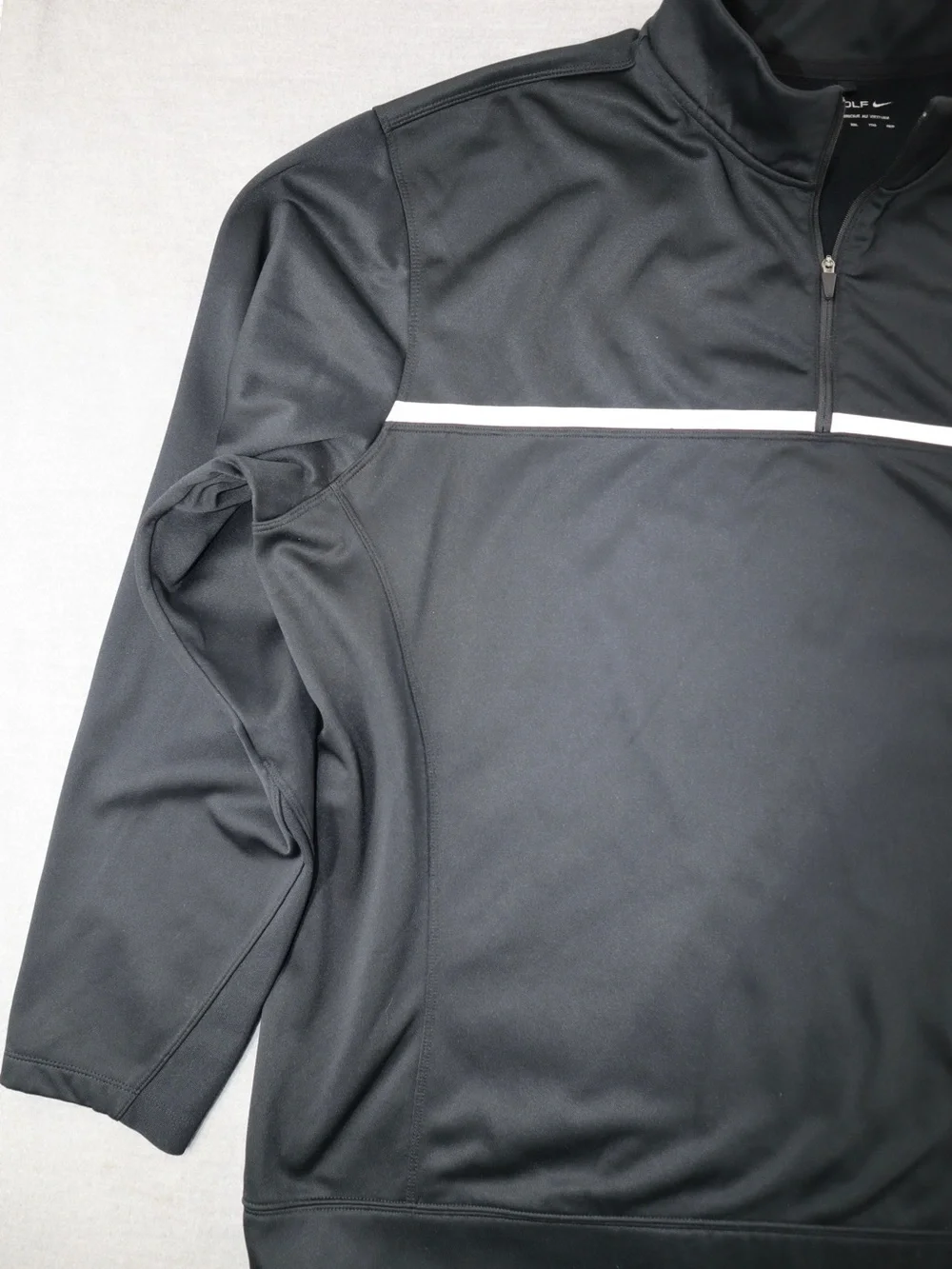 Nike Black Performance Quarter-Zip Pullover with White Chest Stripe